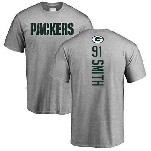 Men Green Bay Packers Ash #91 Smith Preston Backer Nike NFL T Shirt->green bay packers->NFL Jersey